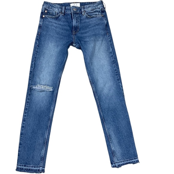 We The Free Free People Mid Rise Distressed Straight Leg Jeans Size 27 - Picture 1 of 13